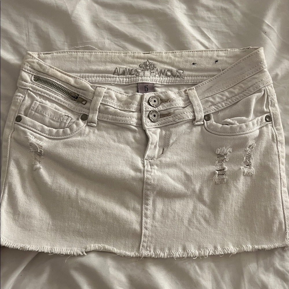Almost Famous White Distressed Mini Skirt